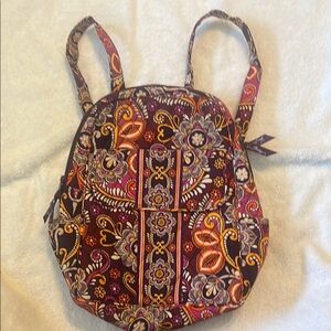 Vera Bradley Purple and Orange Backpack with Paisley Design